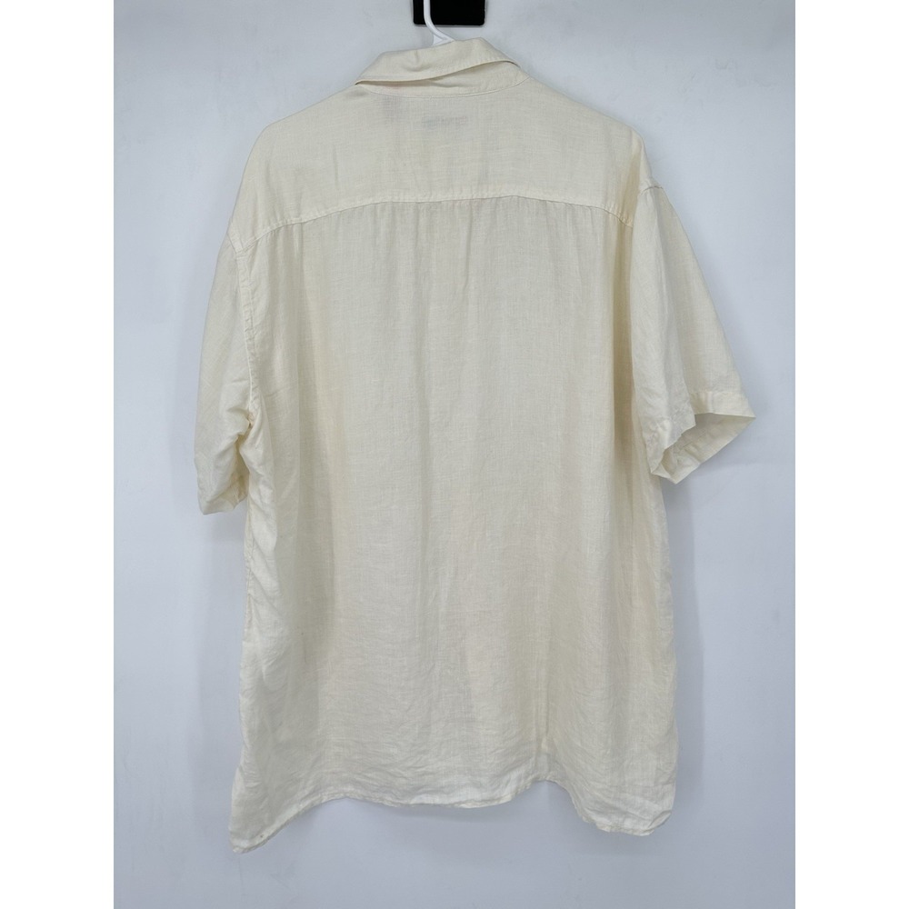 Martin Gordon 100% Linen Shirt XL Ivory Button Up Short Sleeve Coastal Resort - Picture 2 of 12